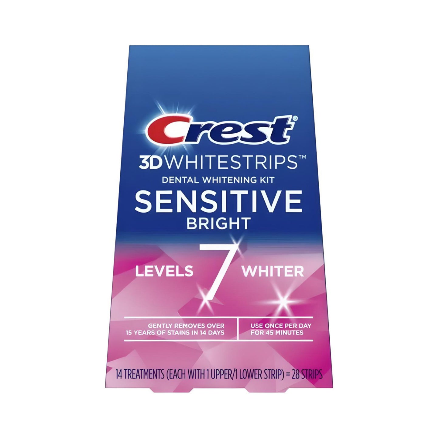 Bieliace pásiky Crest Sensitive Bright 7 Levels – 14 vrecúšok, 28 pásikov