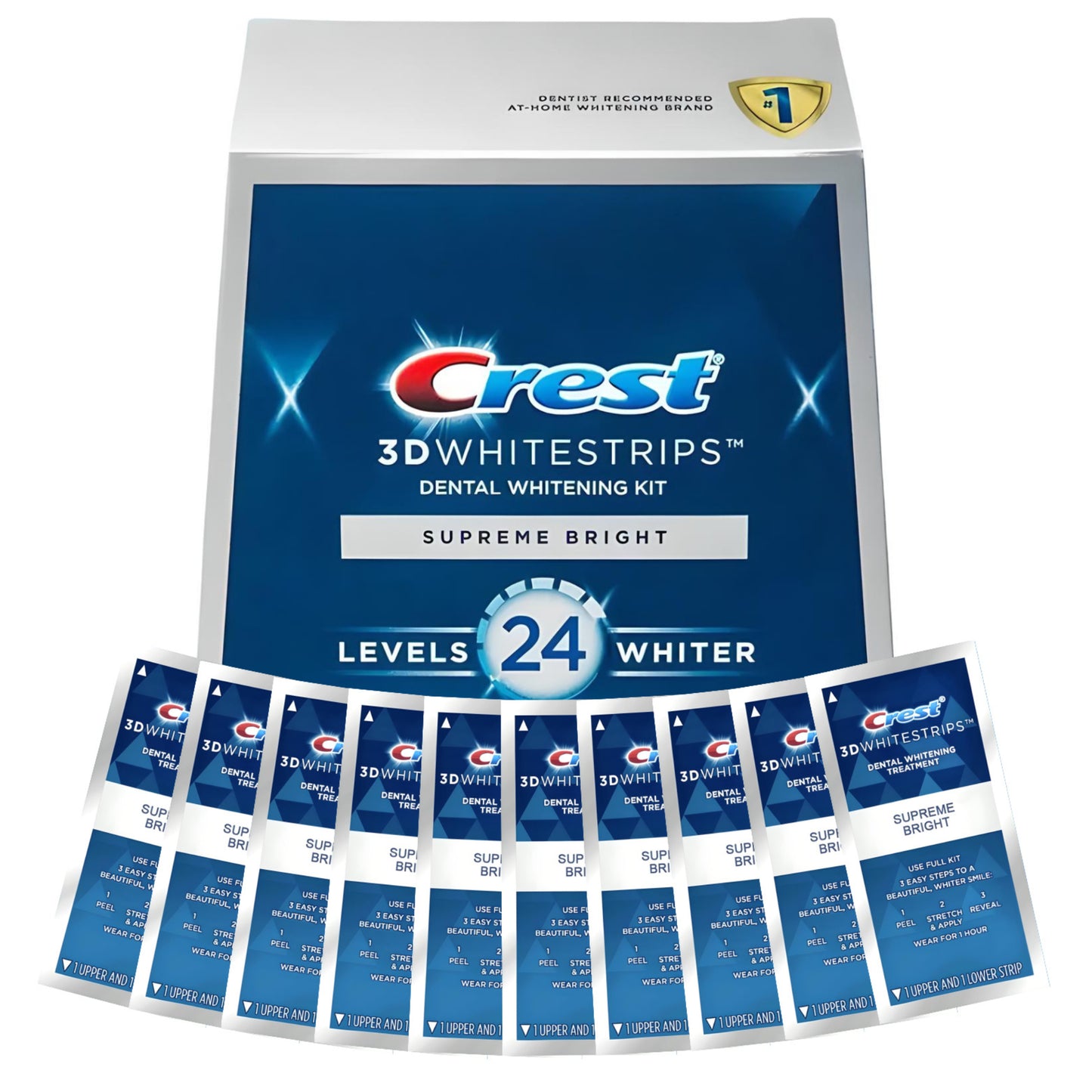 Bieliace pásiky Crest Supreme Bright 24 Levels – 10 vrecúšok, 20 pásikov