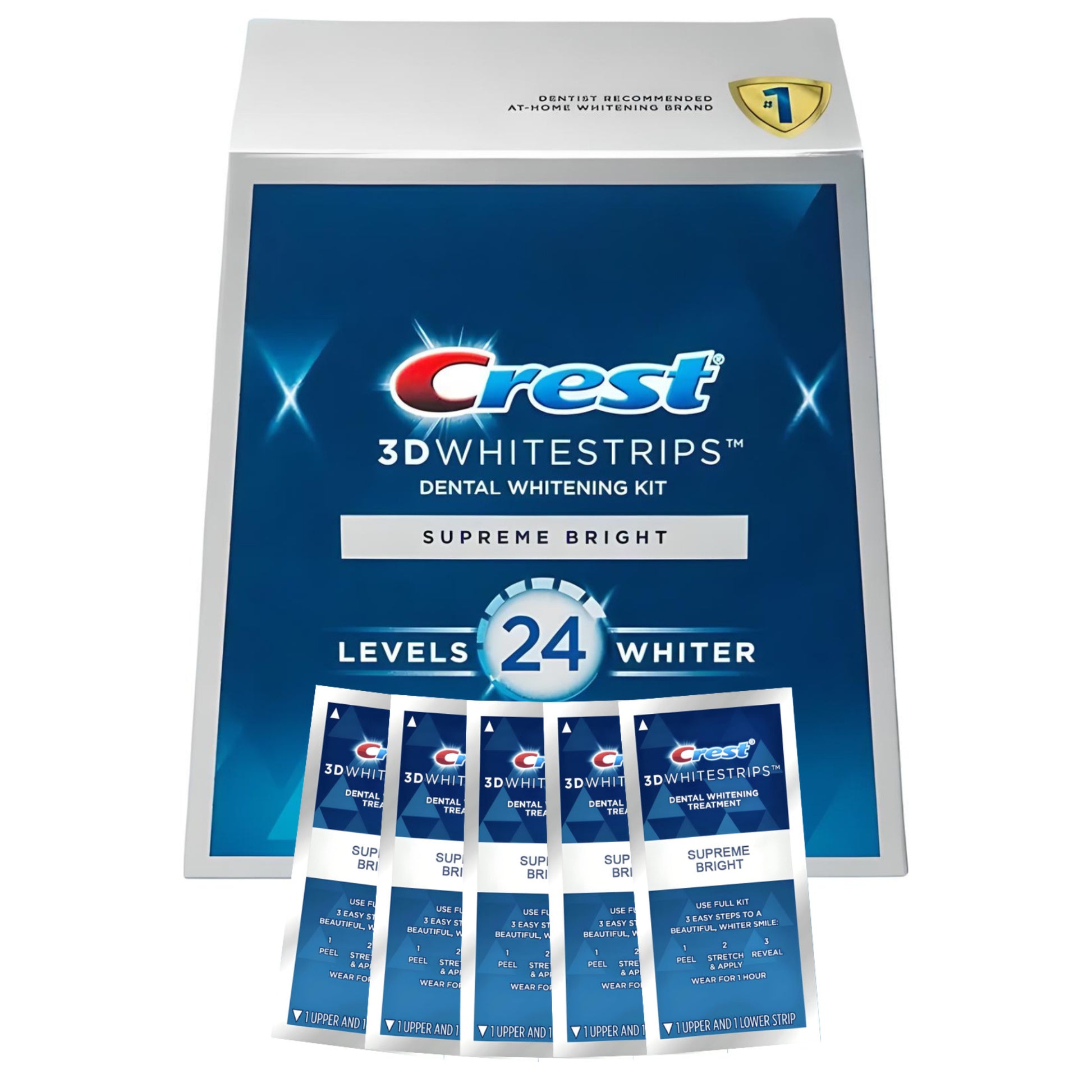 Bieliace pásiky Crest Supreme Bright 24 Levels – 5 vrecúšok, 10 pásikov