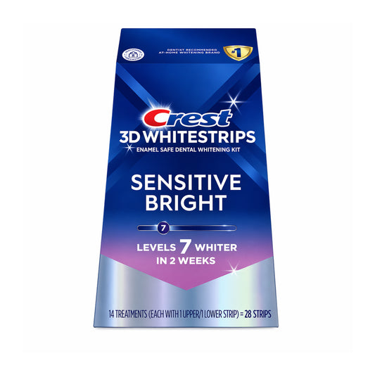 Bieliace pásiky Crest Sensitive Bright 7 Levels – 14 vrecúšok, 28 pásikov