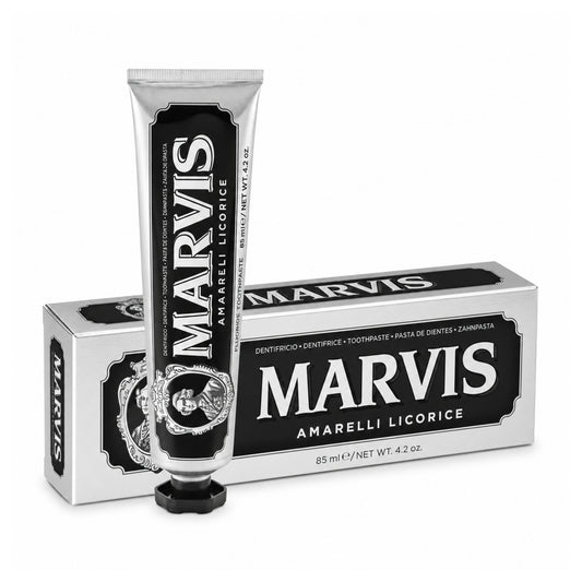 Marvis Amarelli Licorice 85 ml – zubná pasta v tube a originálnom balení s príchuťou sladkého drievka