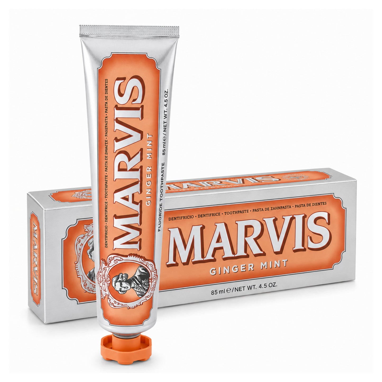 Marvis Ginger Mint 85 ml – zubná pasta v tube a originálnom balení s príchuťou mäty a zázvoru
