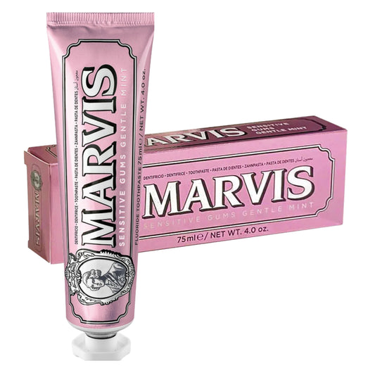Marvis Sensitive Gums Gentle Mint 75 ml – zubná pasta s jemnou mätovou príchuťou v tube a originálnom balení
