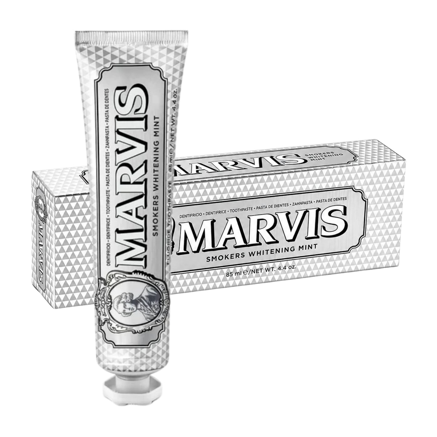 Marvis Smokers Whitening Mint 85 ml – zubná pasta v tube a originálnom balení s intenzívnou mätovou príchuťou