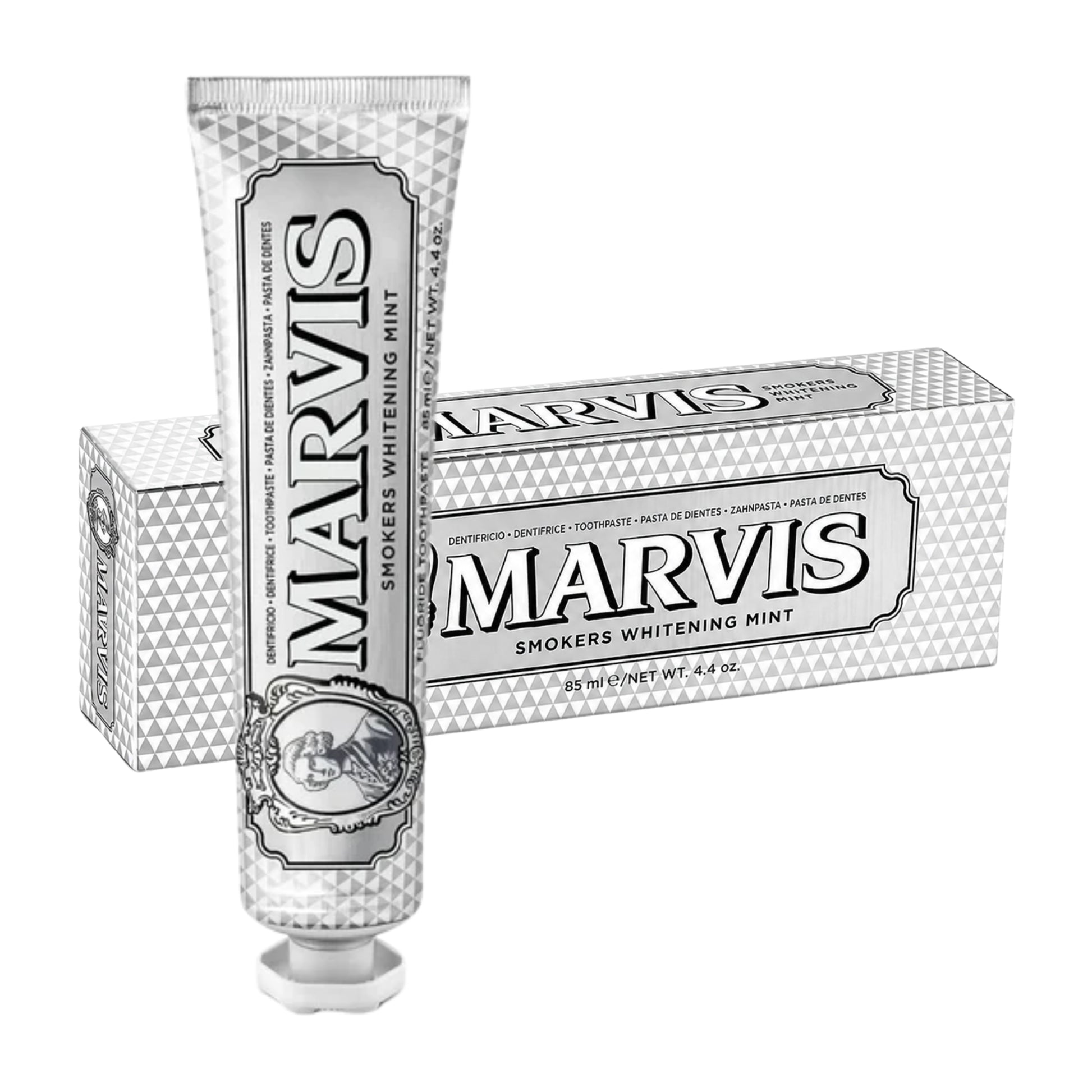 Marvis Smokers Whitening Mint 85 ml – zubná pasta v tube a originálnom balení s intenzívnou mätovou príchuťou