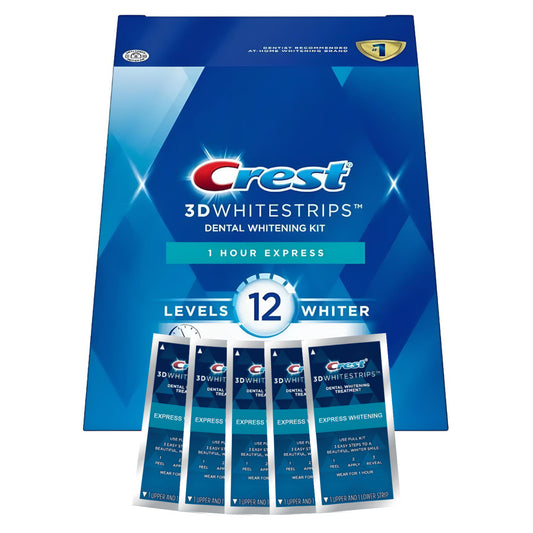 Bieliace pásiky Crest 1-Hour Express 12 Levels Whiter – 5 vrecúšok, 10 pásikov