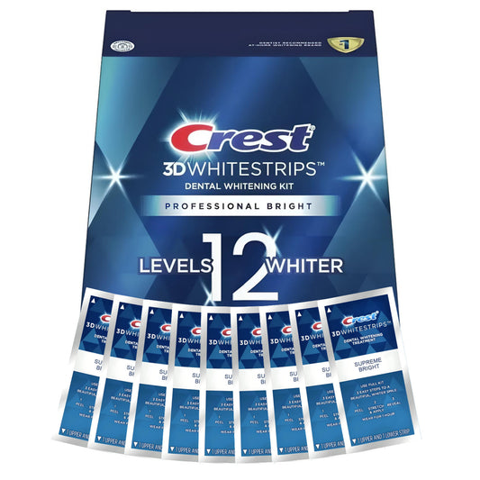 Bieliace pásiky Crest Professional Bright 12 Levels – 9 vrecúšok, 18 pásikov