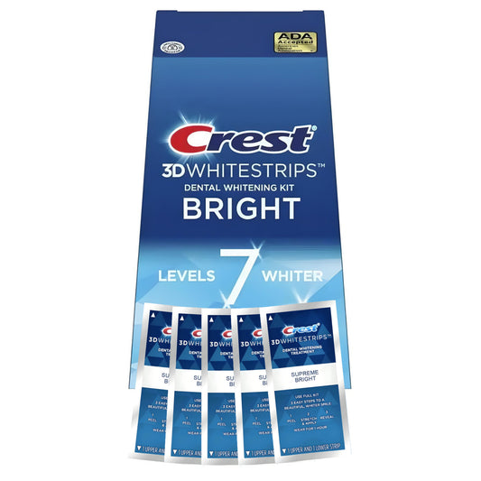 Bieliace pásiky Crest Bright 7 Levels – 5 vrecúšok, 10 pásikov