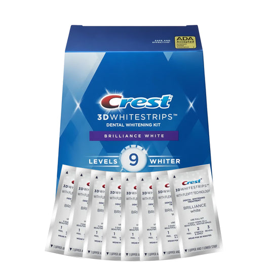 Bieliace pásiky Crest Brilliance White 9 Levels – 8 vrecúšok, 16 pásikov