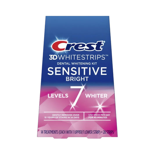 Bieliace pásiky Crest Sensitive Bright 7 Levels – 14 vrecúšok, 28 pásikov